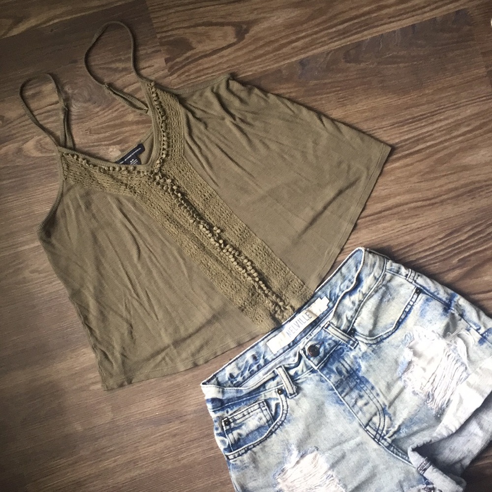 American Eagle Army Green Boho Tank